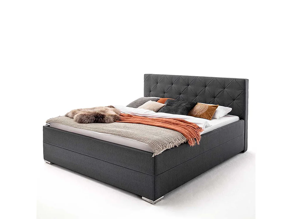 Hohes Bett in Anthrazit Webstoff 180x200 cm