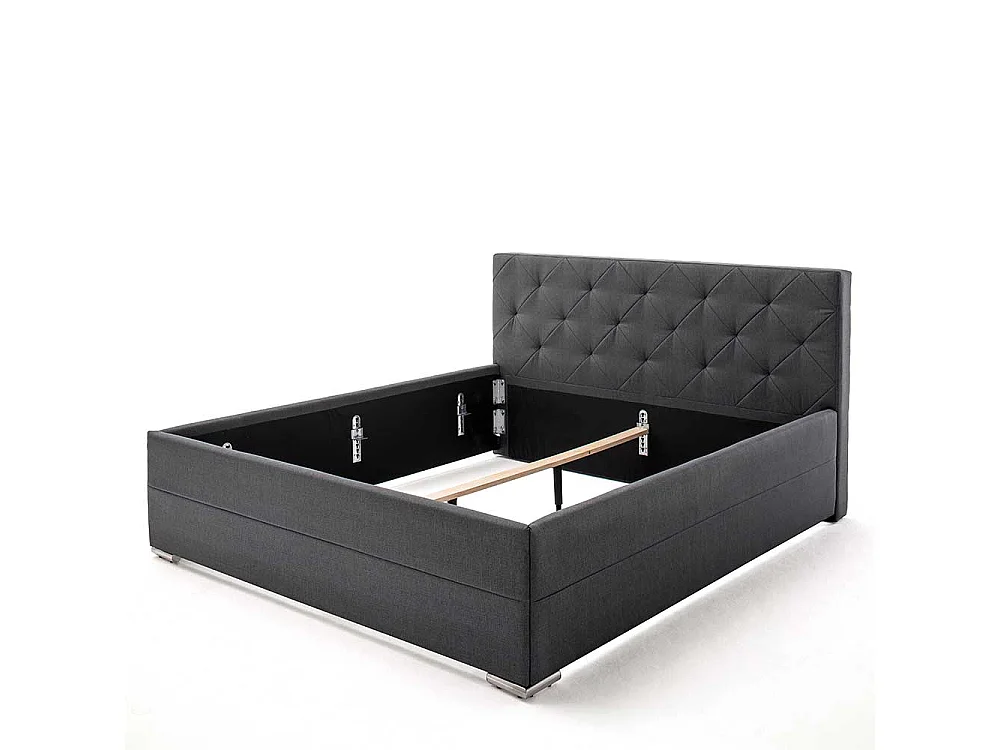 Hohes Bett in Anthrazit Webstoff 180x200 cm