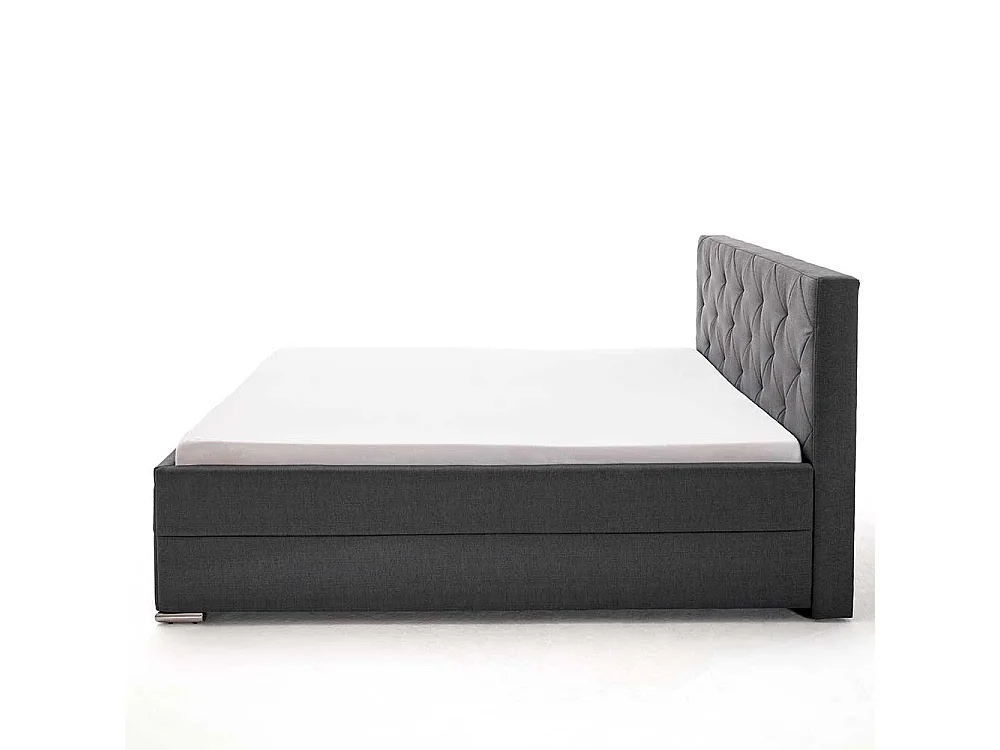 Hohes Bett in Anthrazit Webstoff 180x200 cm