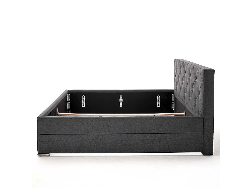 Hohes Bett in Anthrazit Webstoff 180x200 cm