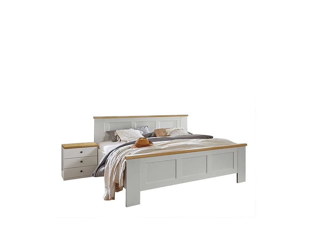 Grosse Betten im Landhausstil Weiß und Eiche Bianco