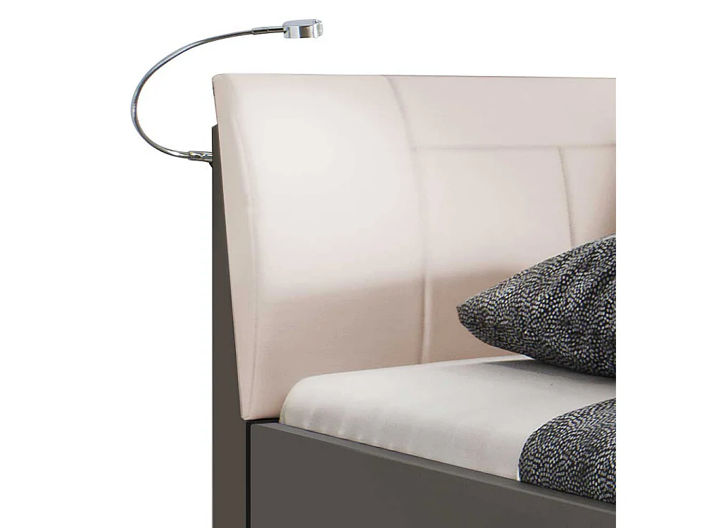 Bettrahmen in Braun und Creme Weiß LED Beleuchtung