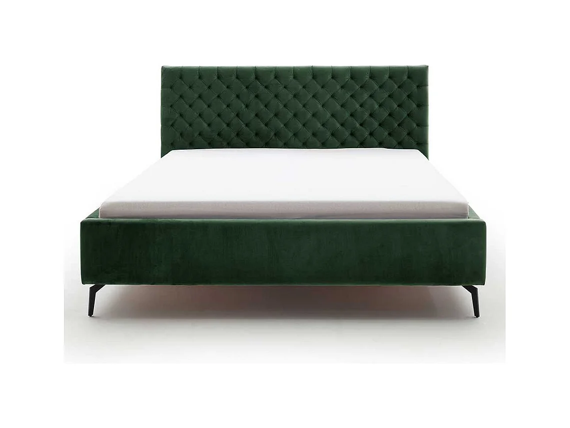Polsterbett Dunkelgrün Samt mit Bettkasten 50 cm Einstiegshöhe