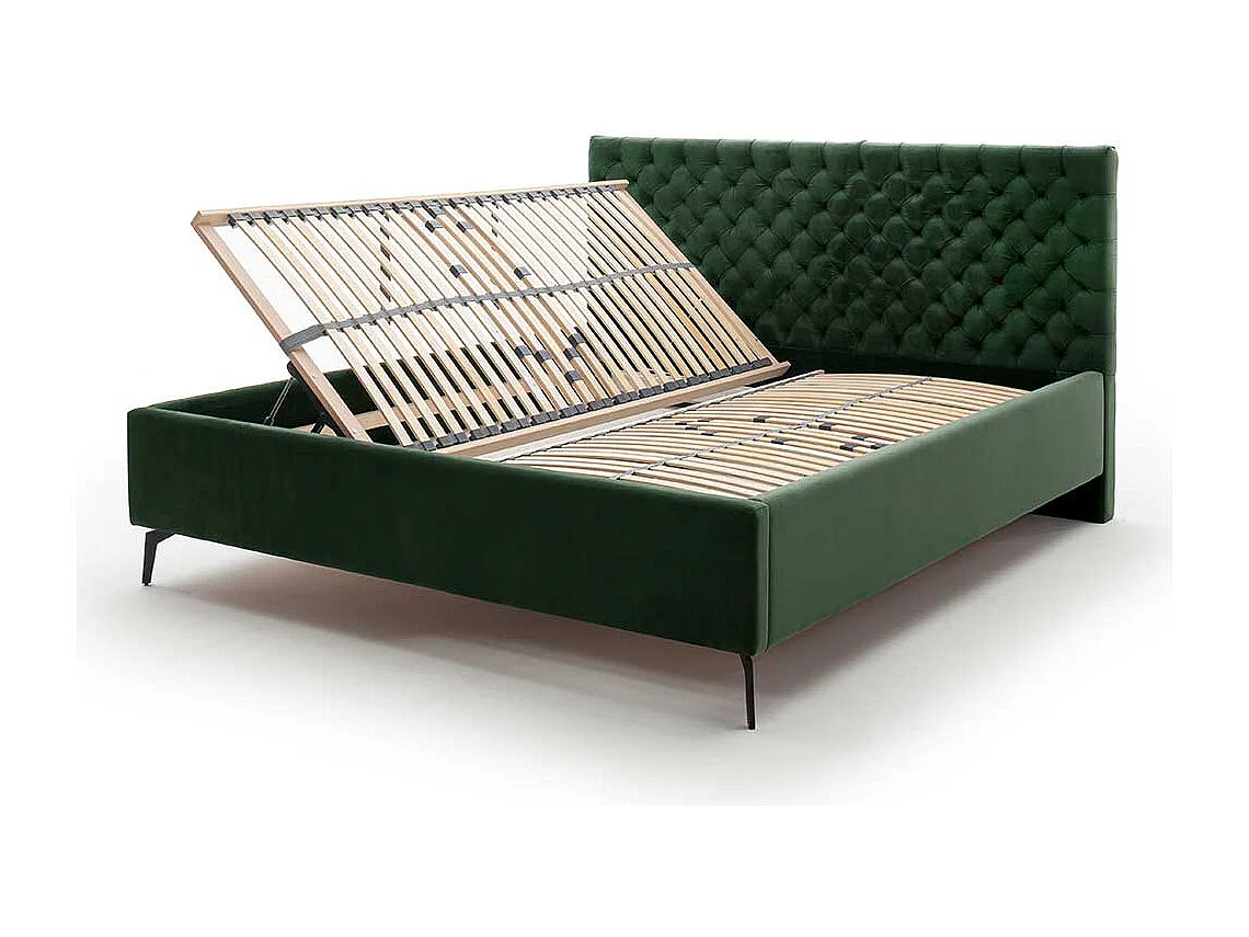 Polsterbett Dunkelgrün Samt mit Bettkasten 50 cm Einstiegshöhe