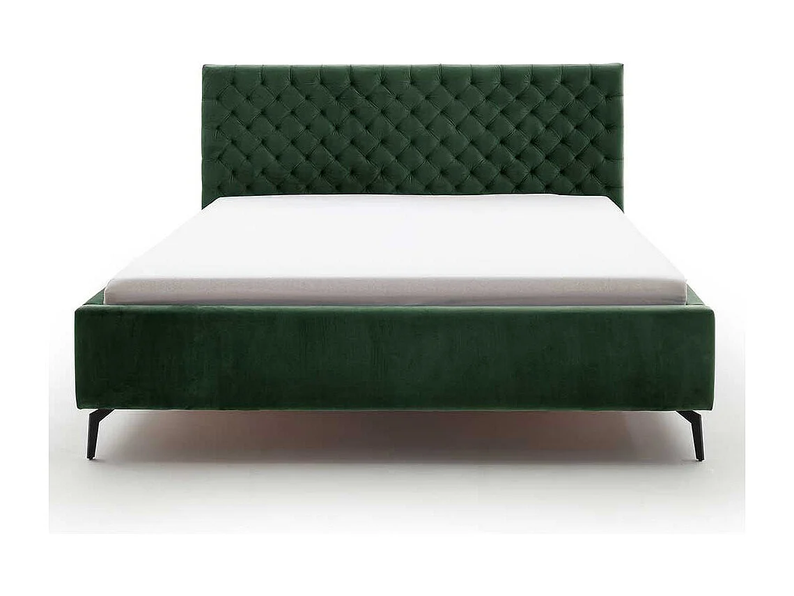 Polsterbett Dunkelgrün Samt mit Bettkasten 50 cm Einstiegshöhe