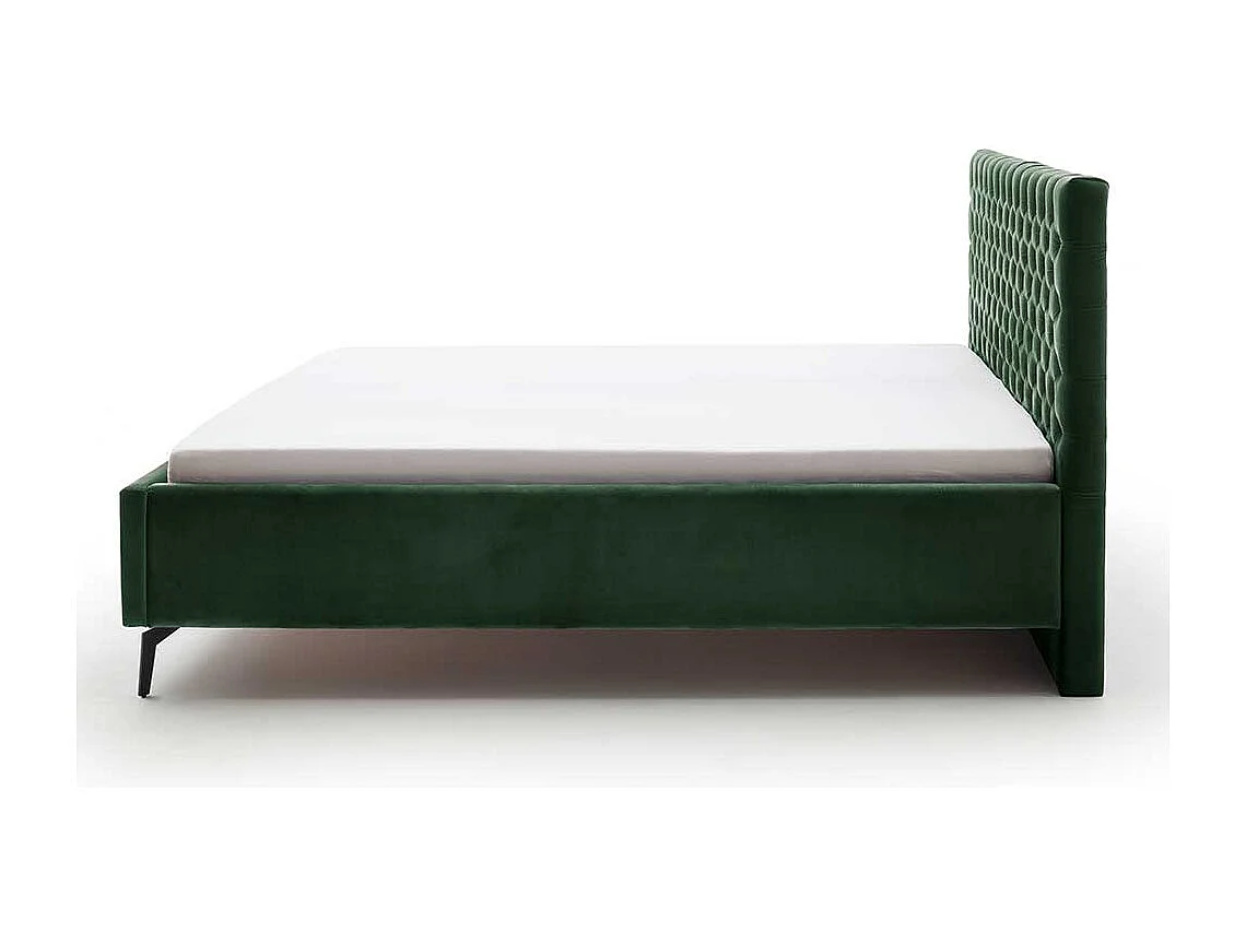 Polsterbett Dunkelgrün Samt mit Bettkasten 50 cm Einstiegshöhe