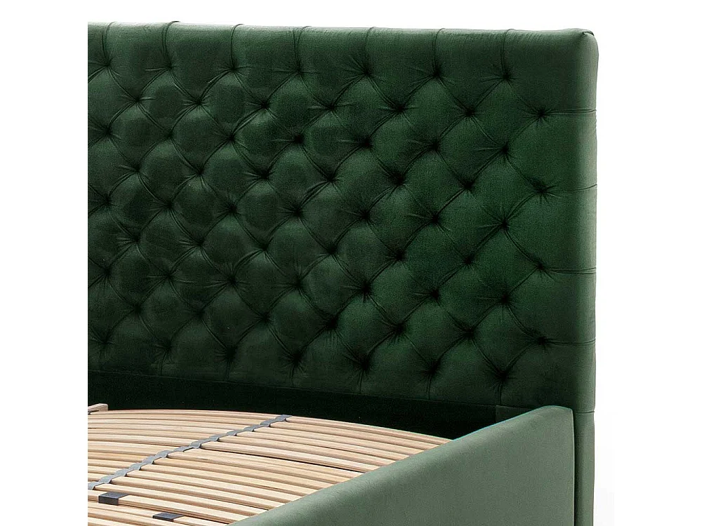 Polsterbett Dunkelgrün Samt mit Bettkasten 50 cm Einstiegshöhe