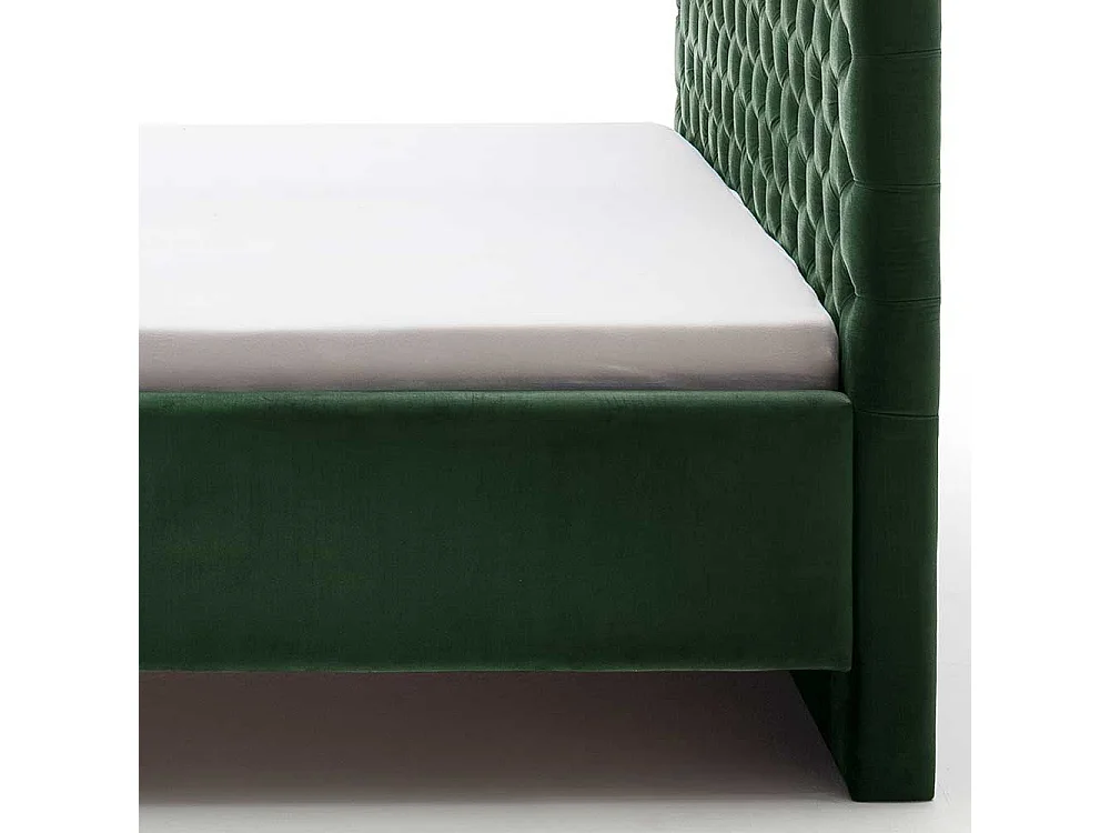 Polsterbett Dunkelgrün Samt mit Bettkasten 50 cm Einstiegshöhe