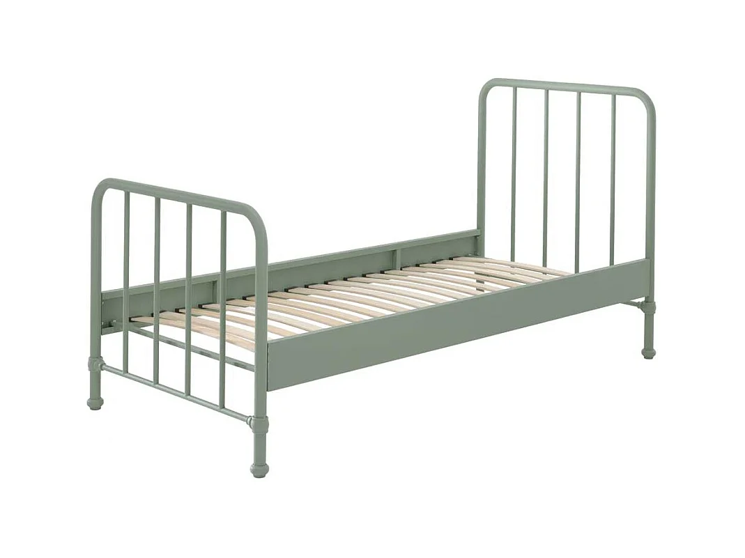 Retro Bettgestell aus Eisen Graugrün pulverbeschichtet