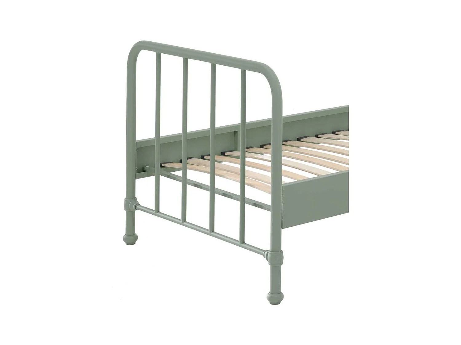 Retro Bettgestell aus Eisen Graugrün pulverbeschichtet