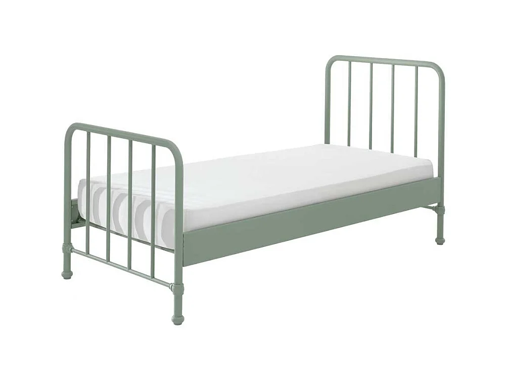 Retro Bettgestell aus Eisen Graugrün pulverbeschichtet