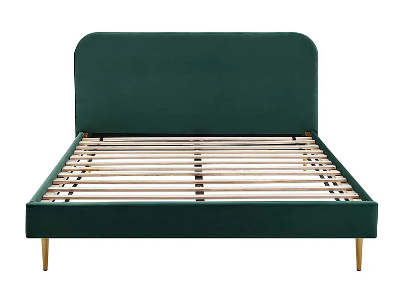 Niedriges Bettgestell mit Samt Bezug Dunkelgrün