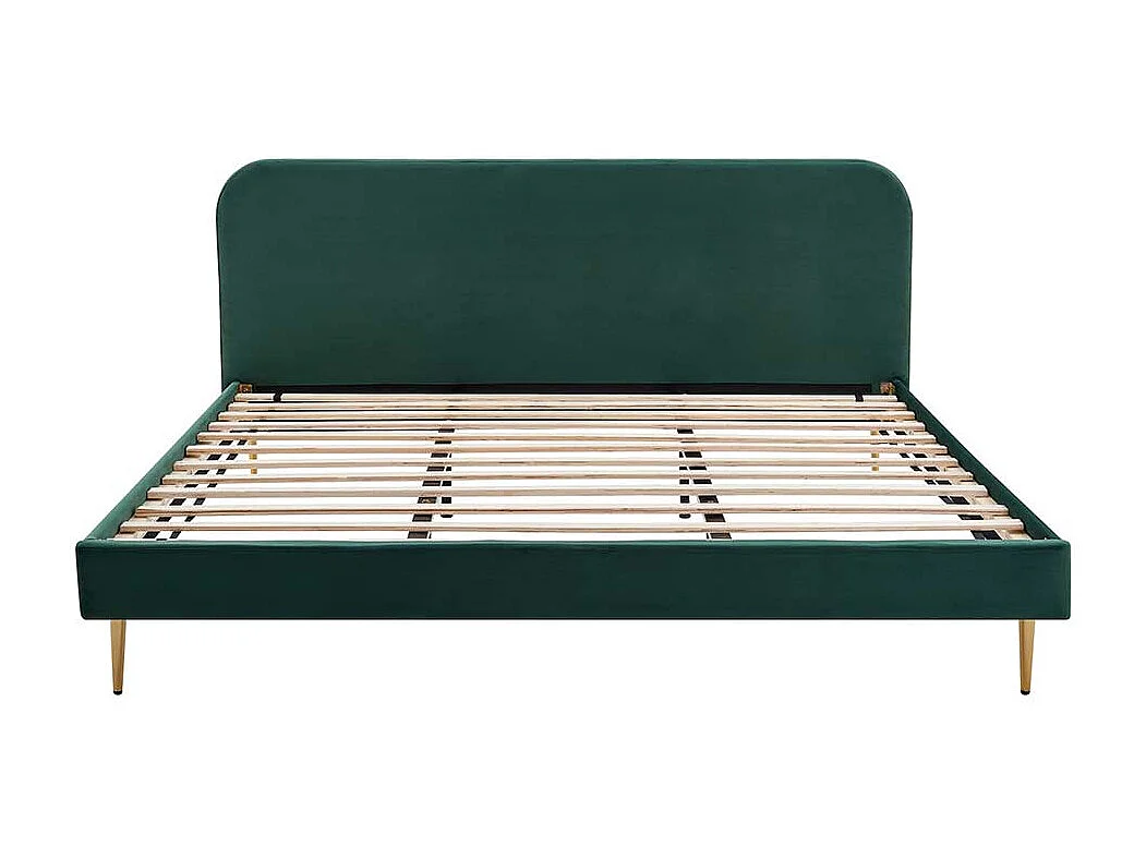 Niedriges Bettgestell mit Samt Bezug Dunkelgrün
