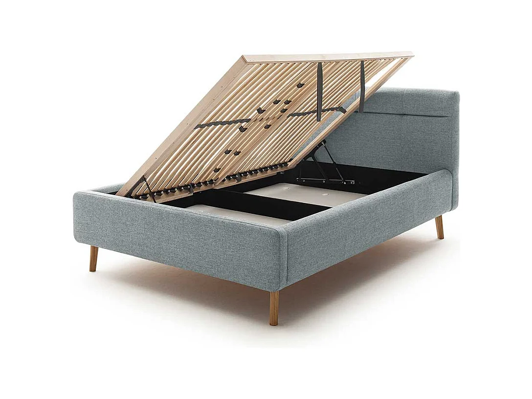 Polster Stoffbett Hellblau im Skandi Design Liegefläche 140x200 cm