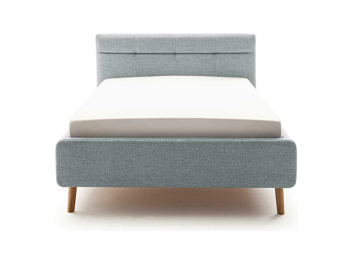 Polster Stoffbett Hellblau im Skandi Design Liegefläche 140x200 cm