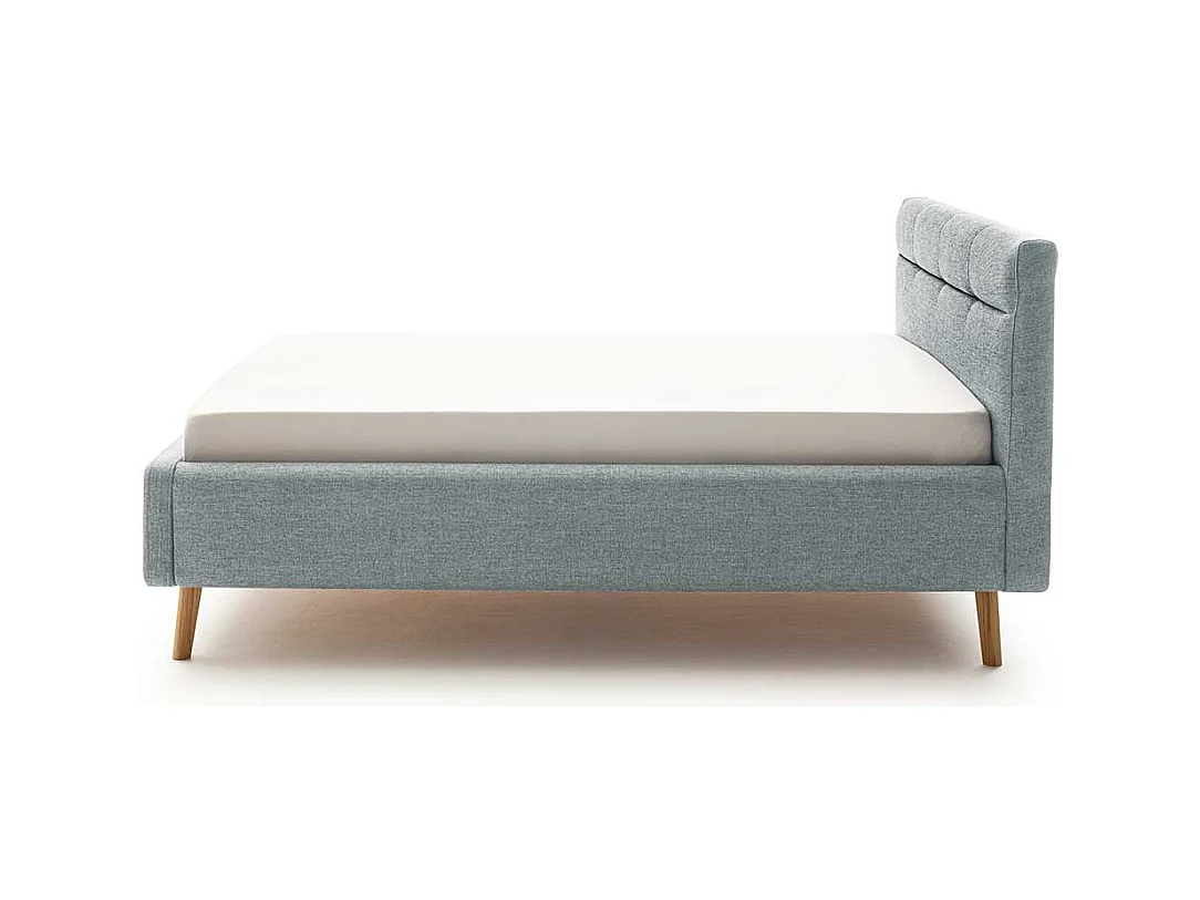 Polster Stoffbett Hellblau im Skandi Design Liegefläche 140x200 cm