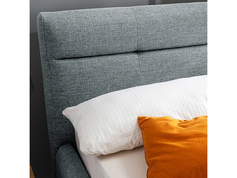 Polster Stoffbett Hellblau im Skandi Design Liegefläche 140x200 cm