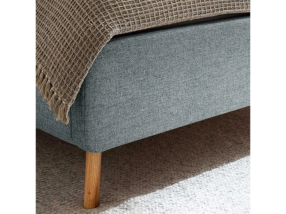 Polster Stoffbett Hellblau im Skandi Design Liegefläche 140x200 cm