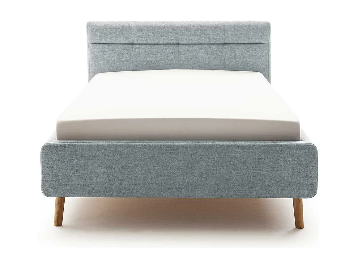 Polster Stoffbett Hellblau im Skandi Design Liegefläche 140x200 cm