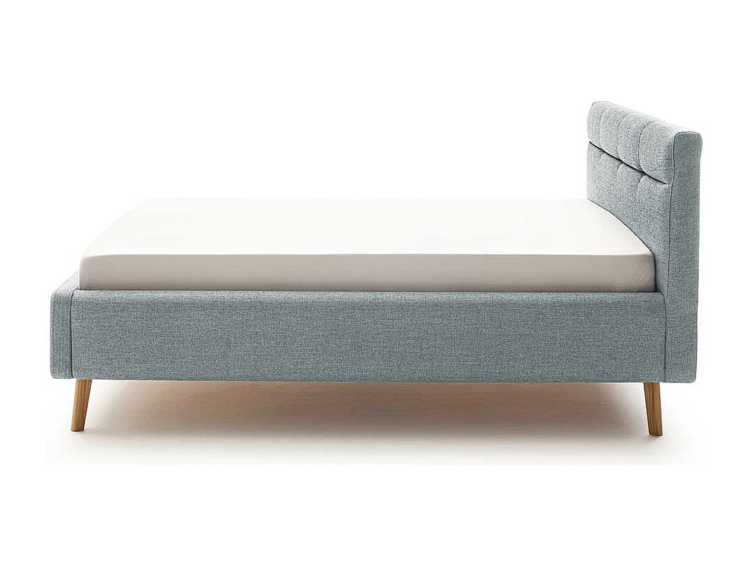 Polster Stoffbett Hellblau im Skandi Design Liegefläche 140x200 cm