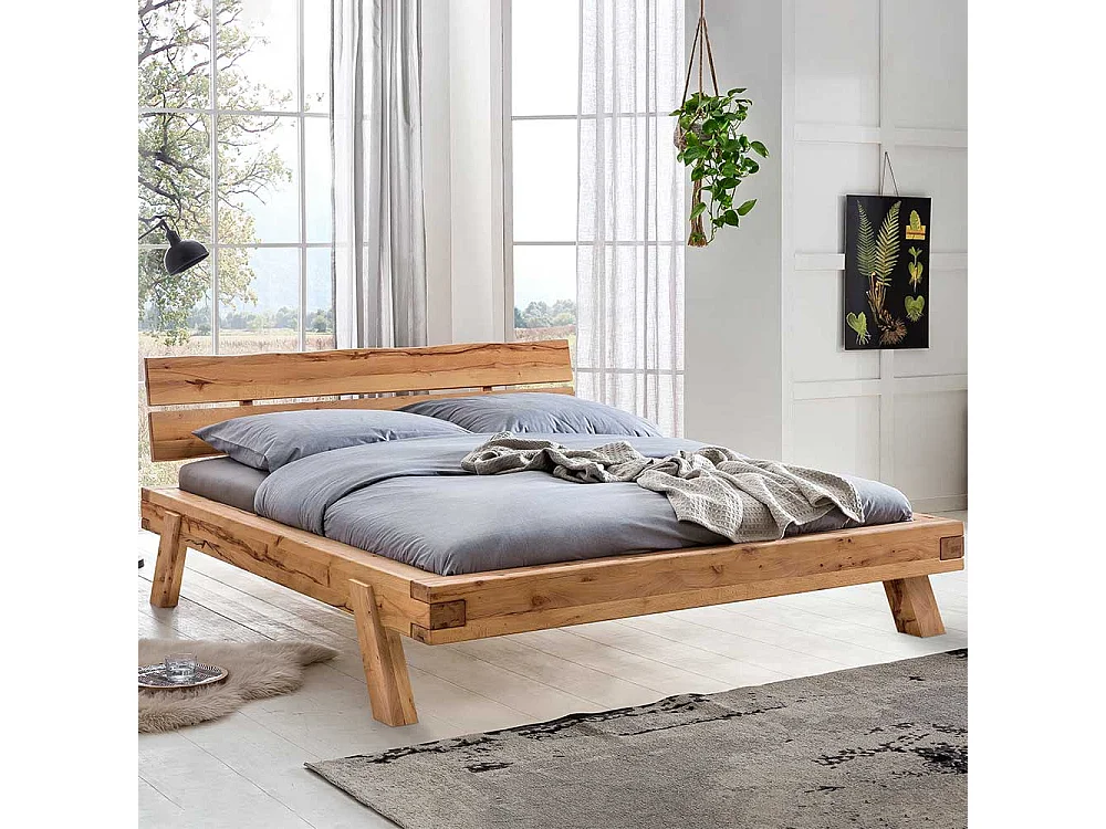 Bett Kernbuche 140x200 cm im Landhausstil 38 cm Einstiegshöhe