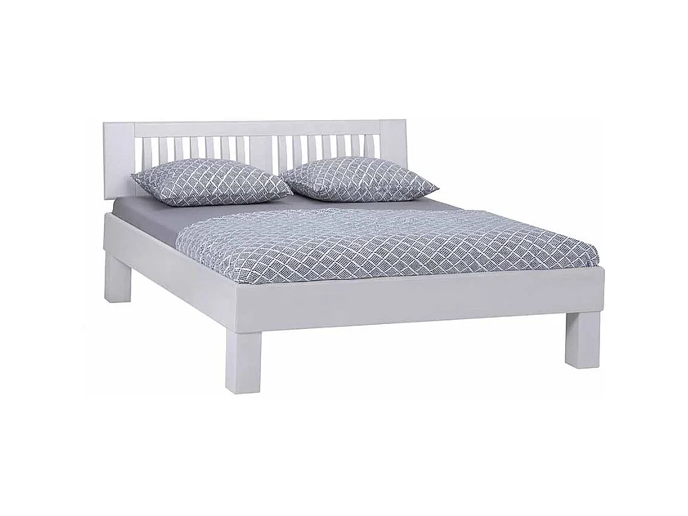 Massivholzbett in Weiß lackiert Buche