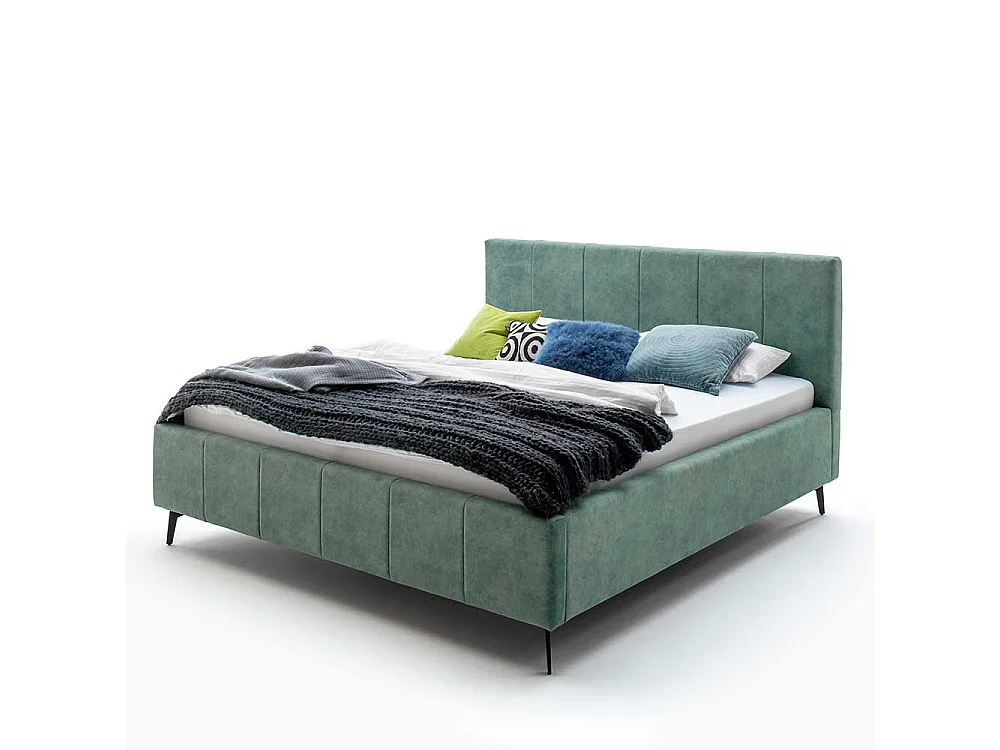 Komfortbett Stoff Grün aus Velours Vierfußgestell aus Metall
