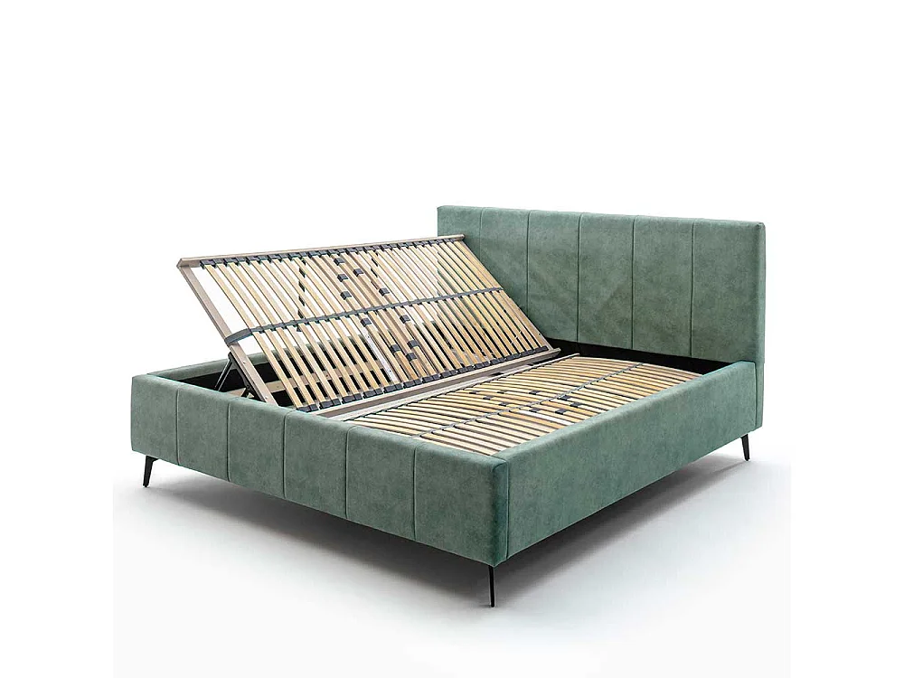 Komfortbett Stoff Grün aus Velours Vierfußgestell aus Metall