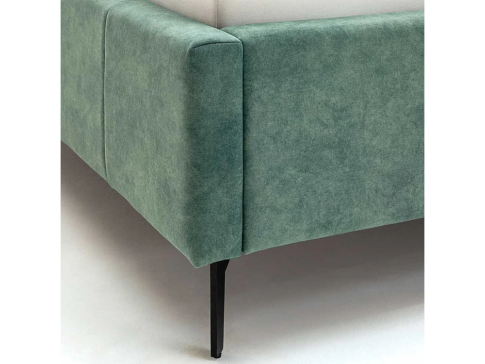 Komfortbett Stoff Grün aus Velours Vierfußgestell aus Metall