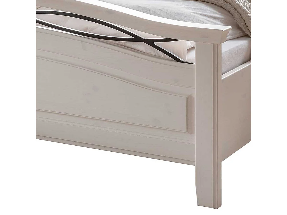 Massives Holzbett in Weiß optional mit Nachtkommoden