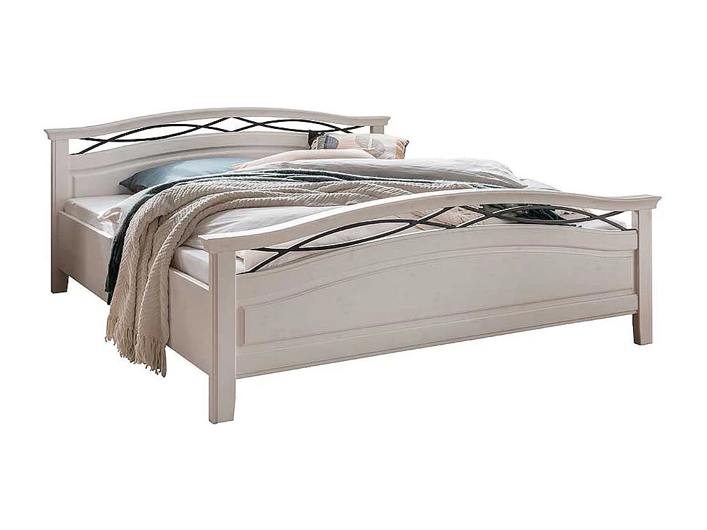 Massives Holzbett in Weiß optional mit Nachtkommoden