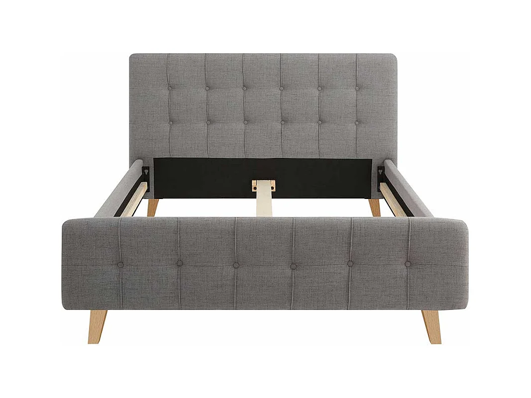 Stoffbett in Grau Webstoff Mittelsteg