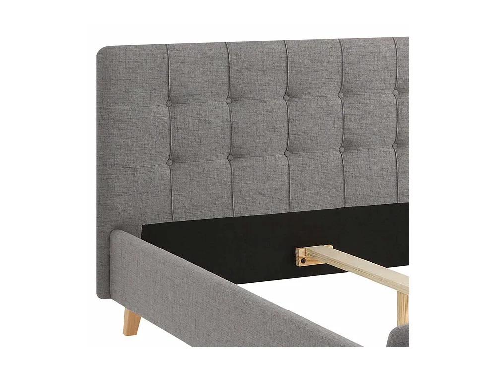 Stoffbett in Grau Webstoff Mittelsteg