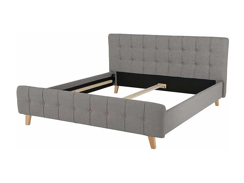 Stoffbett in Grau Webstoff Mittelsteg