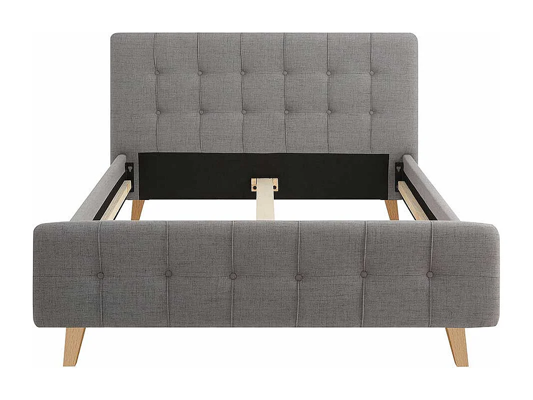 Stoffbett in Grau Webstoff Mittelsteg