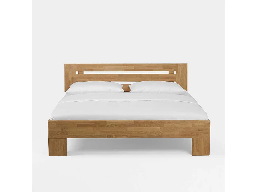 Doppelbett Set aus Wildeiche Massivholz honigfarben geölt (dreiteilig)