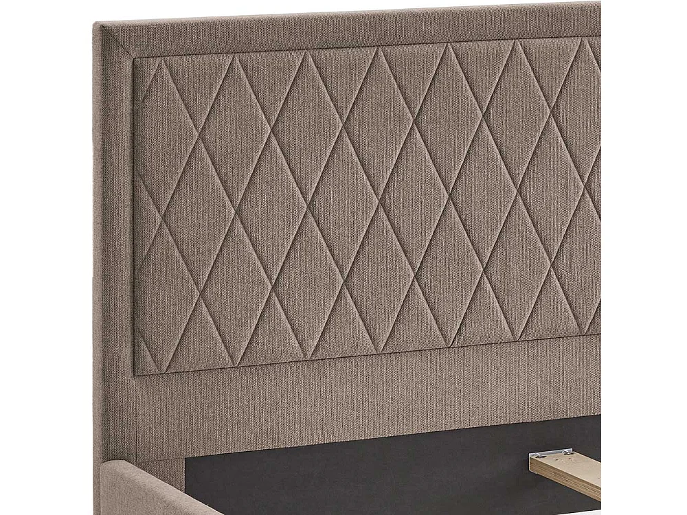 Doppelbett Polster Hellbraun in modernem Design 38 cm Einstiegshöhe