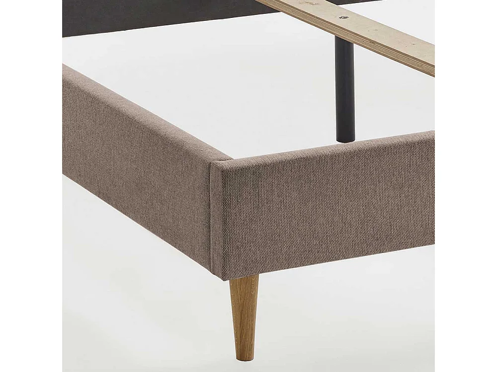 Doppelbett Polster Hellbraun in modernem Design 38 cm Einstiegshöhe