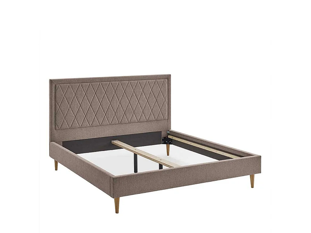 Doppelbett Polster Hellbraun in modernem Design 38 cm Einstiegshöhe