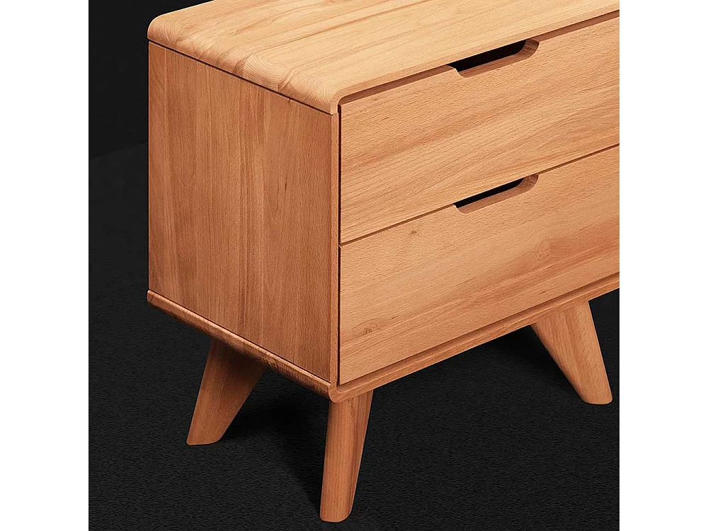 Doppelbett aus Kernbuche Massivholz Kopfteil (dreiteilig)