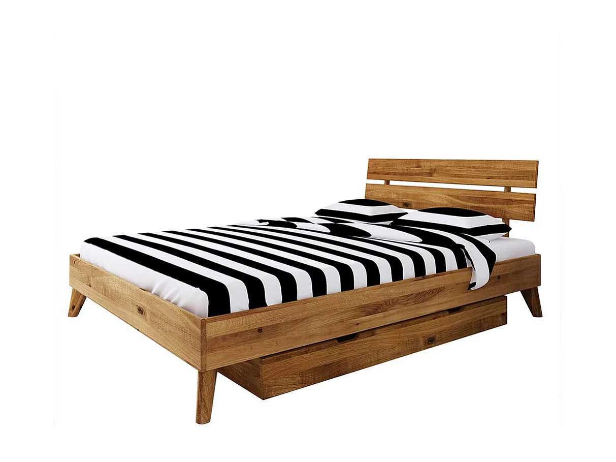 Futonbett aus Wildeiche Massivholz Bettkasten