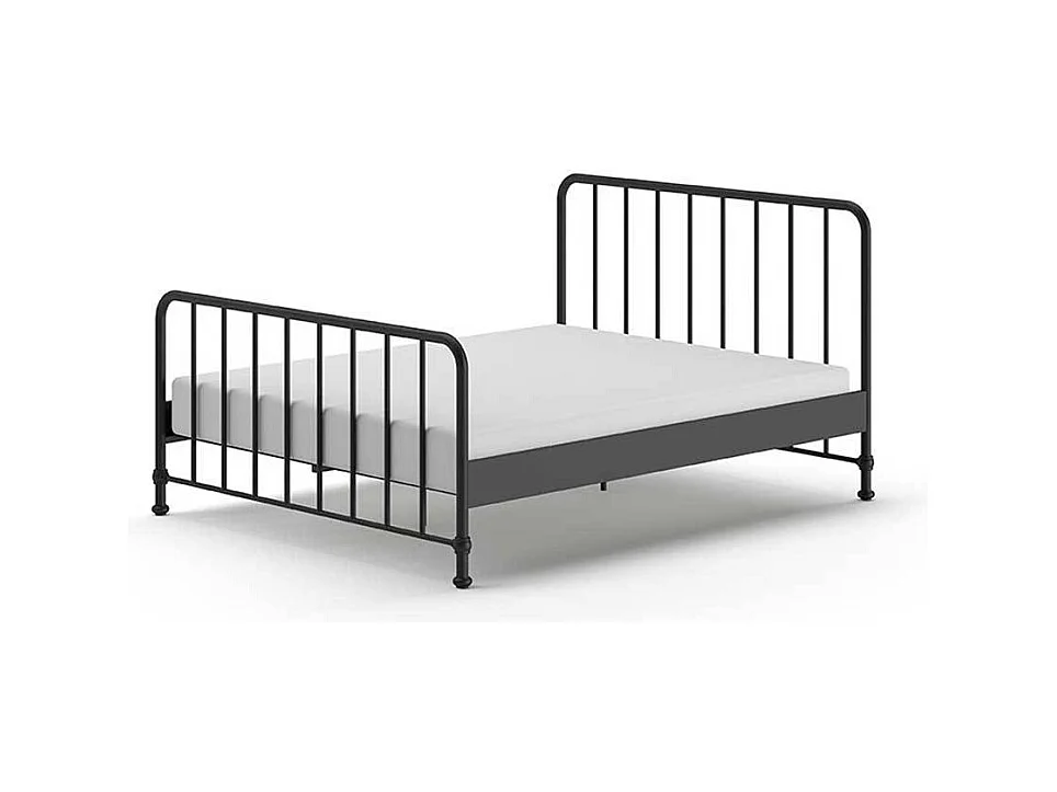 Metall Gitterbett in Schwarz matt 110 cm Kopfteil