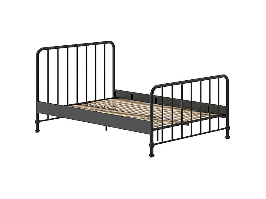 Metall Gitterbett in Schwarz matt 110 cm Kopfteil