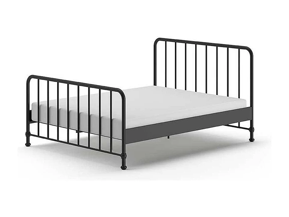 Metall Gitterbett in Schwarz matt 110 cm Kopfteil