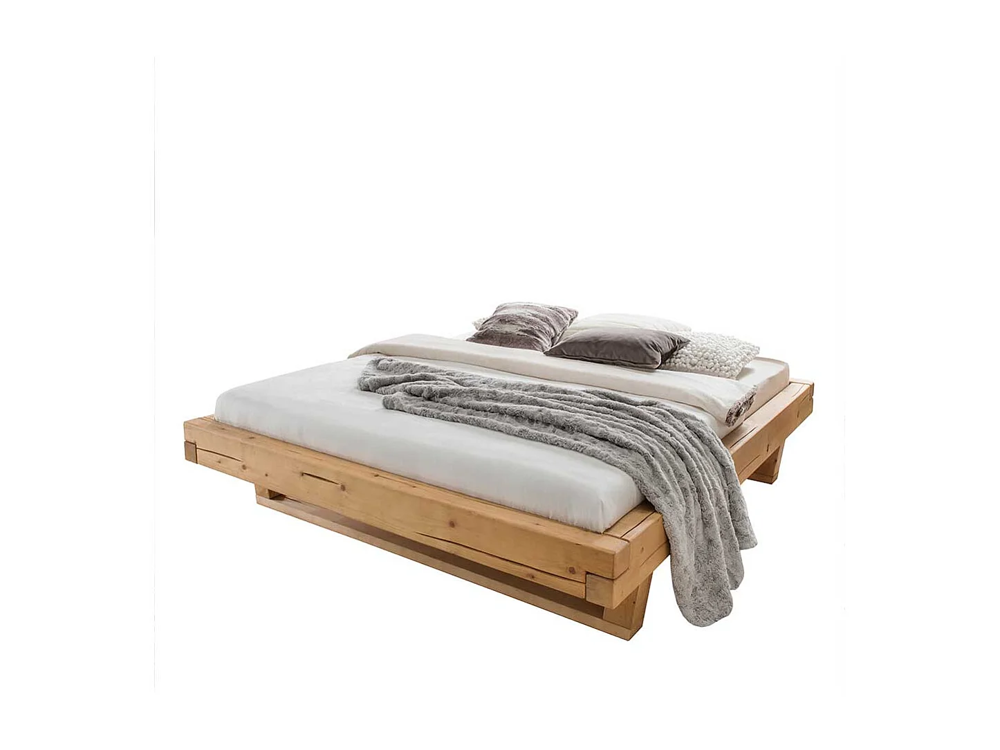 Massivholz Bettgestell aus Fichte Mittelsteg