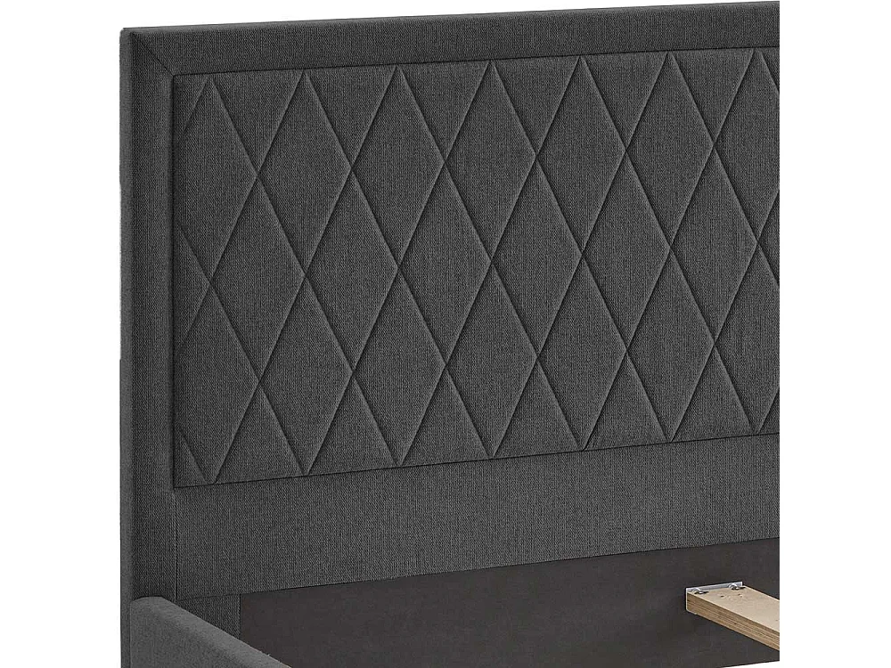 Polsterbett Anthrazit Doppelbett aus Webstoff Vierfußgestell aus Holz