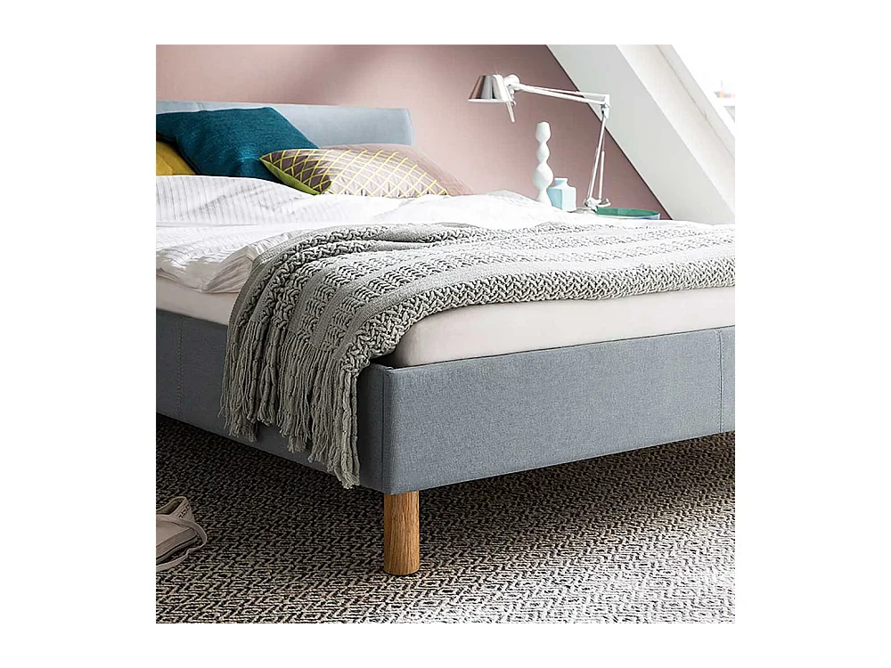 Einzelbett in Hellblau Webstoff modern