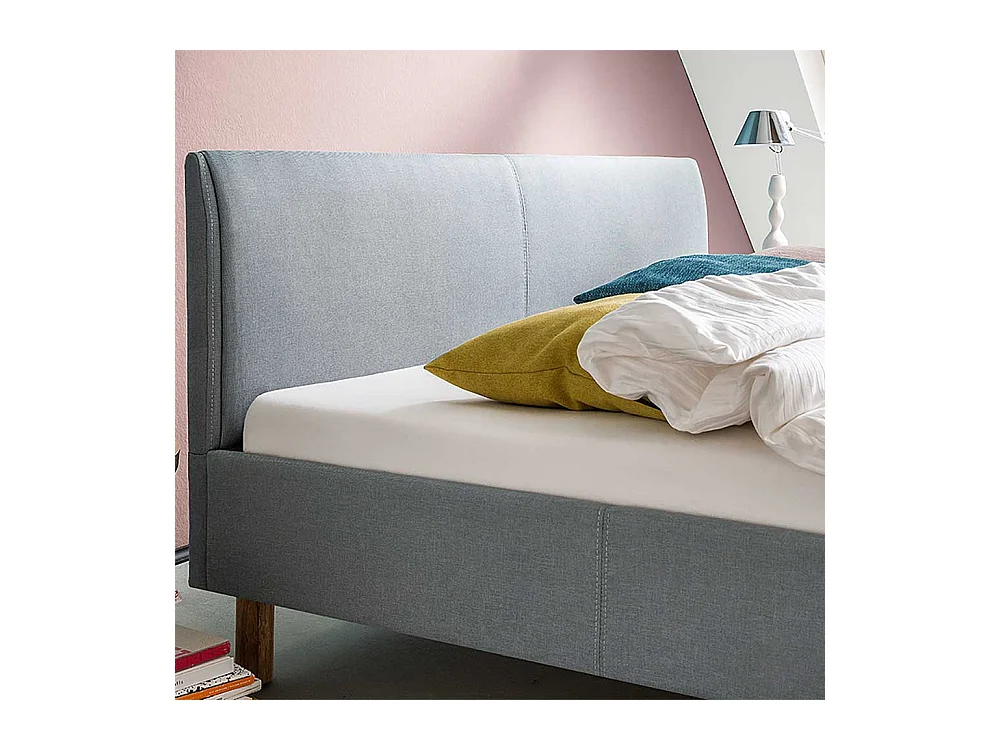 Einzelbett in Hellblau Webstoff modern