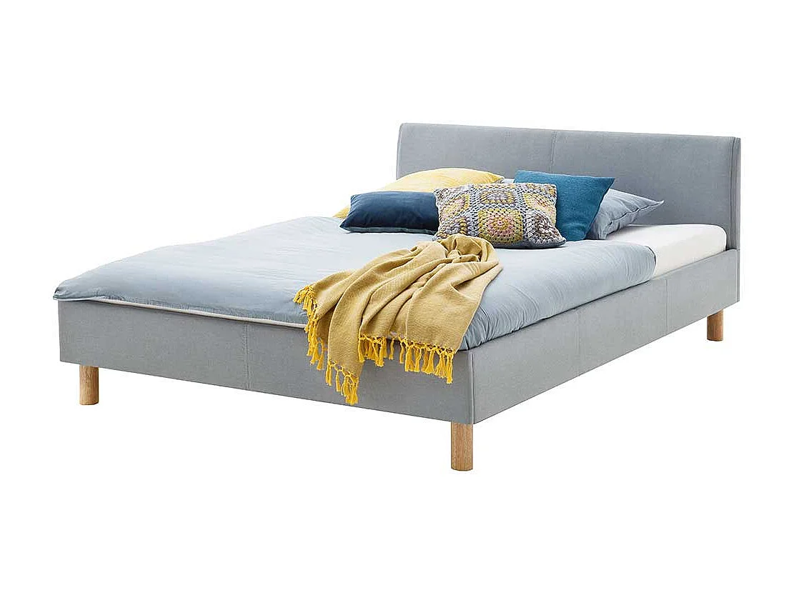 Einzelbett in Hellblau Webstoff modern