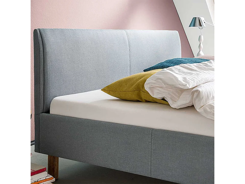 Einzelbett in Hellblau Webstoff modern